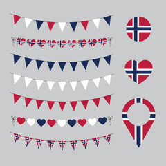 Norway National Day, Constitution Day, love Norway decorative symbols, set of vector elements