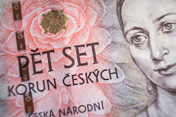 Close-up on pet set czech koruna Banknote inflation economic in Czech republic concept - obrazy, fototapety, plakaty