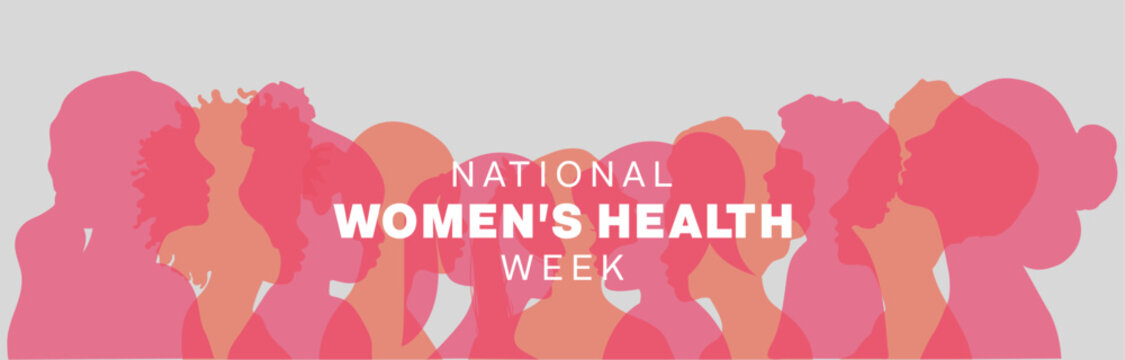 National Women's Health Week banner design. It features a silhouette of women. Vector illustration