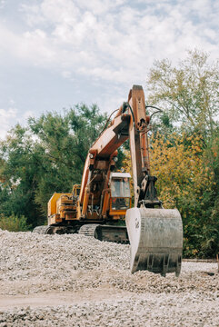 Yellow bulldozer outdoors