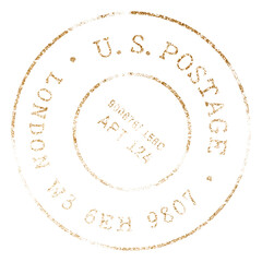 Gold postage stamp png sticker, transparent background