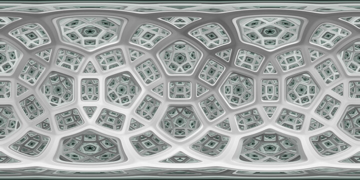 White geometric pattern of a 360-degree spherical panorama.
