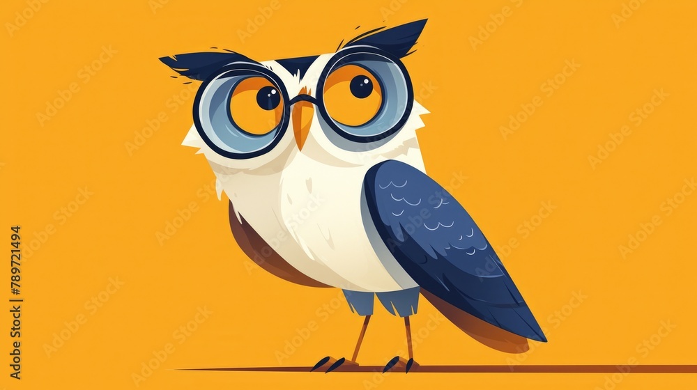 Poster the owl character is depicted in a charming cartoon style with a flat design standing alone and dist