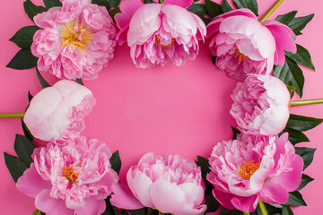 Background of pink peonies for Mothers Day theme