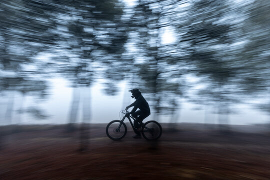 Mountain biker in action