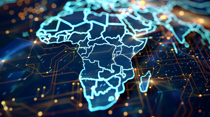 Africa digital map, continent geography navigation borders countries topography cartography