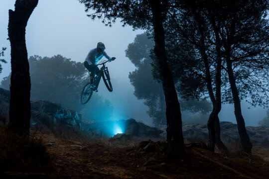 Mountain biker in action