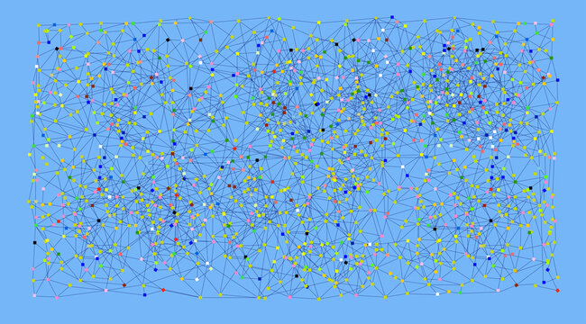 Wide Format Web Network with Scattered Connection Points on dusty blue