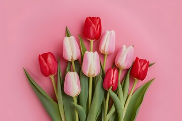 Tulip flowers enhance Mothers or Valentines Day background concept