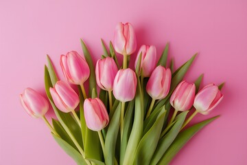 Vibrant pink tulip bouquet as a Mothers Day backdrop
