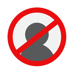 Banned Profile Sign represented with Gray Silhouette and Red Prohibited Sign Over It. Vector Illustration.