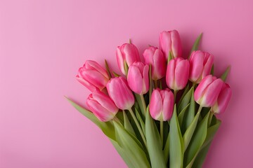 Vibrant pink tulip bouquet as a Mothers Day backdrop