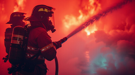 Obraz premium firefighters in action