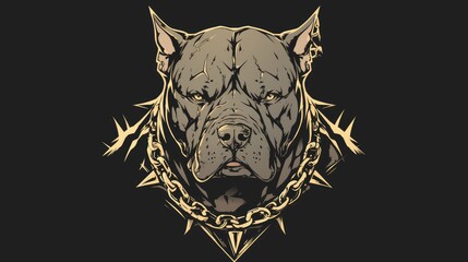 A 2dized pitbull dog logo with character