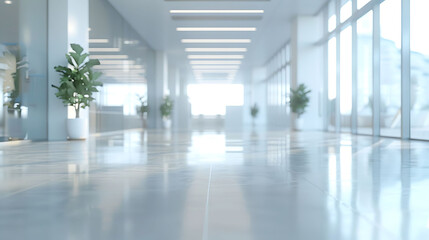 Blur focus of White open space office interior can be used as background