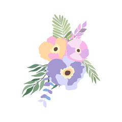 Fantasy Floral Bouquet. Captivating Vector Illustration of Simple Spring Flowers
