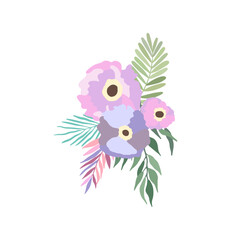 Fantasy Floral Bouquet. Captivating Vector Illustration of Simple Spring Flowers