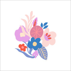 Fantasy Floral Bouquet. Captivating Vector Illustration of Simple Spring Flowers