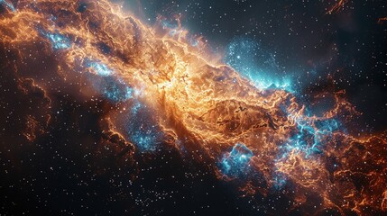 Cosmic Big Bang. Visualize a Dynamic Explosion of Colorful Lights and Energy Bursting Across the Universe.