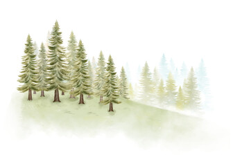 Fototapeta premium PNG watercolor forest, nature collage element on transparent background