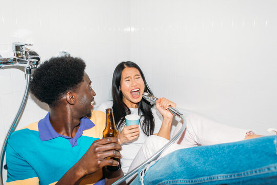 Partying in bathroom
