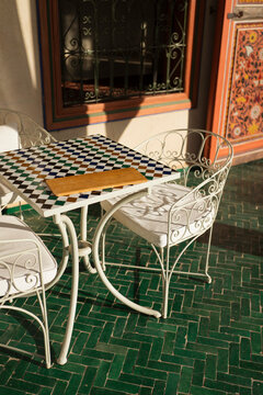 Outdoor cafe table and chairs