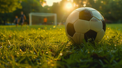 Serene Soccer Sanctuary: Peaceful Moment Amidst Nature's Beauty with a Resting Soccer Ball and...
