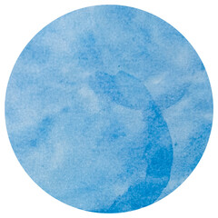 Abstract blue watercolor background. Hand painted abstract blue paint circle.