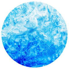 Obraz premium Abstract blue watercolor background. Hand painted abstract blue paint circle.
