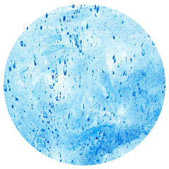 Abstract blue watercolor background. Hand painted abstract blue paint circle.