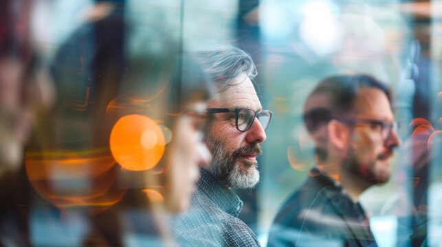 Defocused background image of a group of researchers discussing brain scans and data demonstrating the collaborative effort and constant progress in unraveling the mysteries of the .