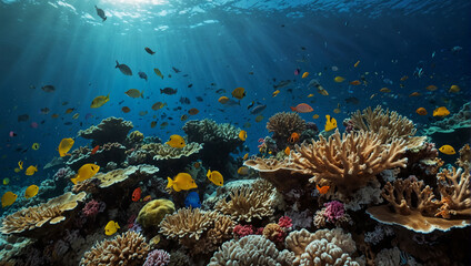 coral reef with fish,coral reef and fish,school of fish