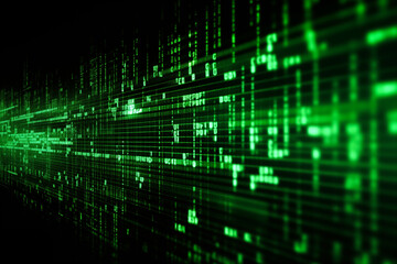 Fototapeta premium Dynamic Digital Data Stream - Abstract Green Computer Background