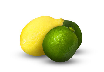 Fresh limes and lemon isolated on white