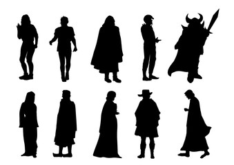 人物　ファンタジーな登場キャラ　シルエットセット