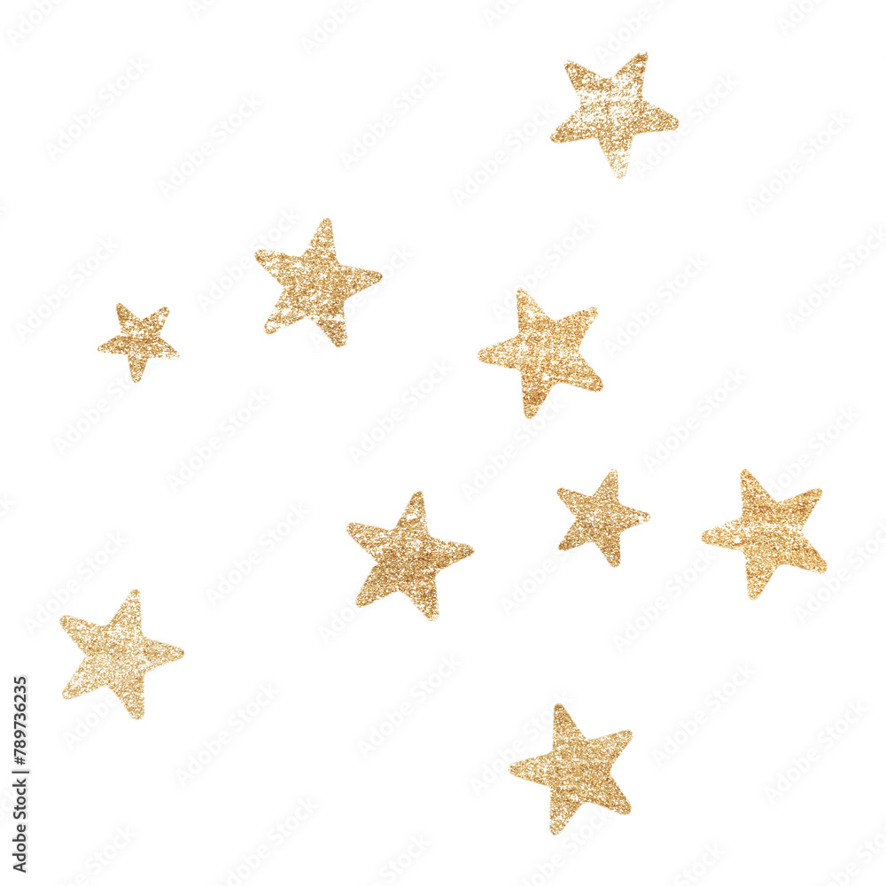Wall mural glitter star png sticker, gold design transparent background