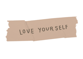 Png love yourself word sticker, washi tape transparent background