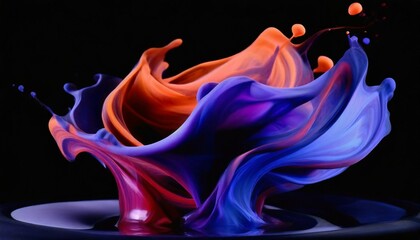 Energetic Paint Swirls in Motion with Dancing Silhouette