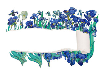 Blue flower png sticker, ripped paper copy space design transparent background remixed by rawpixel