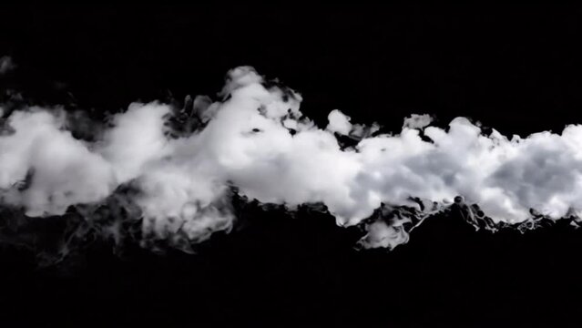 Slow motion of white smoke clouds with dynamic swirls. Monochrome abstract background