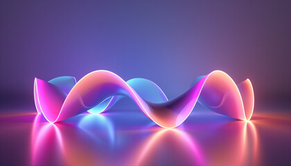 Surreal Neon Abstract Wave with Reflective Surface - Artistic Digital Wallpaper Design
