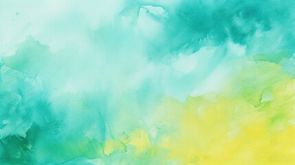 Fototapeta na wymiar Abstract teal color green and yellow watercolor painted texture background.