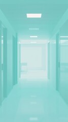 Arranges a scene of a laboratory corridor, lined with doors to various research rooms, all bathed in white, symbolizing the expansive and precise nature of scientific exploration within