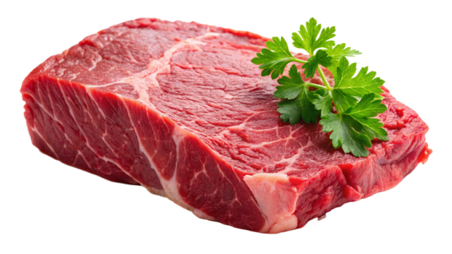 Fresh raw red beef meat on a white background. Fresh meat concept.