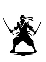 Silhouette of Ninja warrior vector illustration. For Poster design, Logo and print.