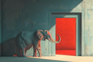 the literal elephant in the room surreal conceptual illustration generative ai - obrazy, fototapety, plakaty