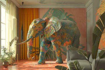 the literal elephant in the room surreal conceptual illustration generative ai - obrazy, fototapety, plakaty