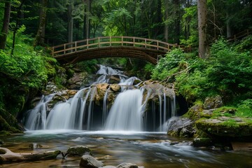 triberg waterfall in black forest germany wooden bridge over cascading falls landscape photography