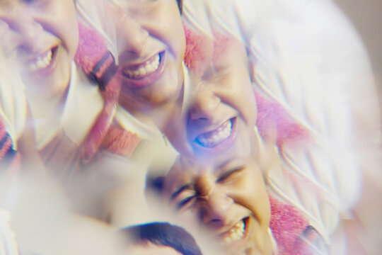 Woman with prism kaleidoscope effect