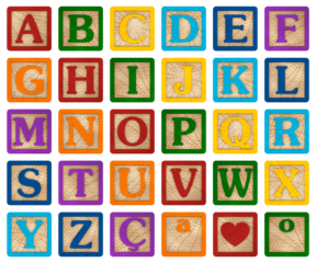 3D render 3D image alphabet in colored wooden blocks with letters for literacy and didactic illustration for schools, children, advertisements and others. Excellent quality.